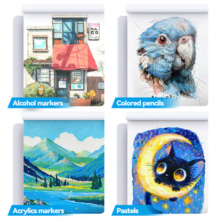 TRANSON Artist Mix Media Sketchbook Marker Pad, 5.8”x8.3” 80 Sheets A5 Art Papers, 80lb/120gsm