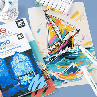 TRANSON Artist Mix Media Sketchbook Marker Pad, 5.8”x8.3” 80 Sheets A5 Art Papers, 80lb/120gsm