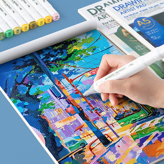 TRANSON Artist Mix Media Sketchbook Marker Pad, 5.8”x8.3” 80 Sheets A5 Art Papers, 80lb/120gsm