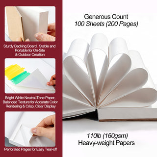 TRANSON 2 Pack A6 Mini Sketchbook Marker Pad, 110lb/160gsm Heavyweight Art Paper, No Bleed Through, 100 Sheets/200 Pages 4.13"x5.83" for Drawing & Sketching