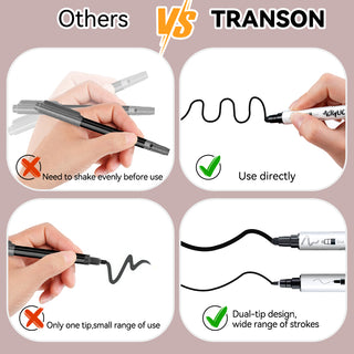 TRANSON Acrylic White Black Paint Marker Set 4 Black and 4 White Paint Pens Dual-tip