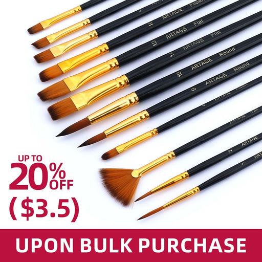Artage 12pcs Art Paint Brush Set for Acrylic Painting Watercolor Gouache Painting Artage 
