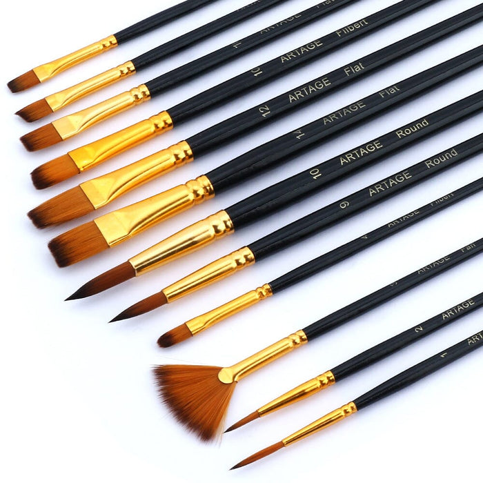 Artage 12pcs Art Paint Brush Set for Acrylic Painting Watercolor Gouache Painting Artage 