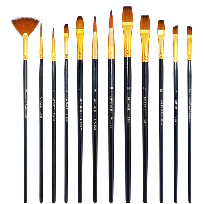 Artage 12pcs Art Paint Brush Set for Acrylic Painting Watercolor Gouache Painting Artage 