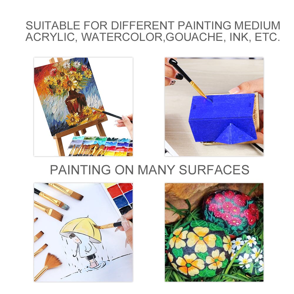 13個のアーティストペイントブラシセット 水彩 ガッシュ アクリル 絵画 筆 13個のアーティストペイントブラシセット 水彩 ガッシュ