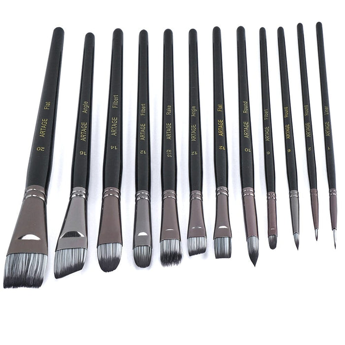 Artage 12pcs Professional Art Painting Brush Set for Acrylic Watercolor Gouache Oil Craft and Hobby Painting Artage 
