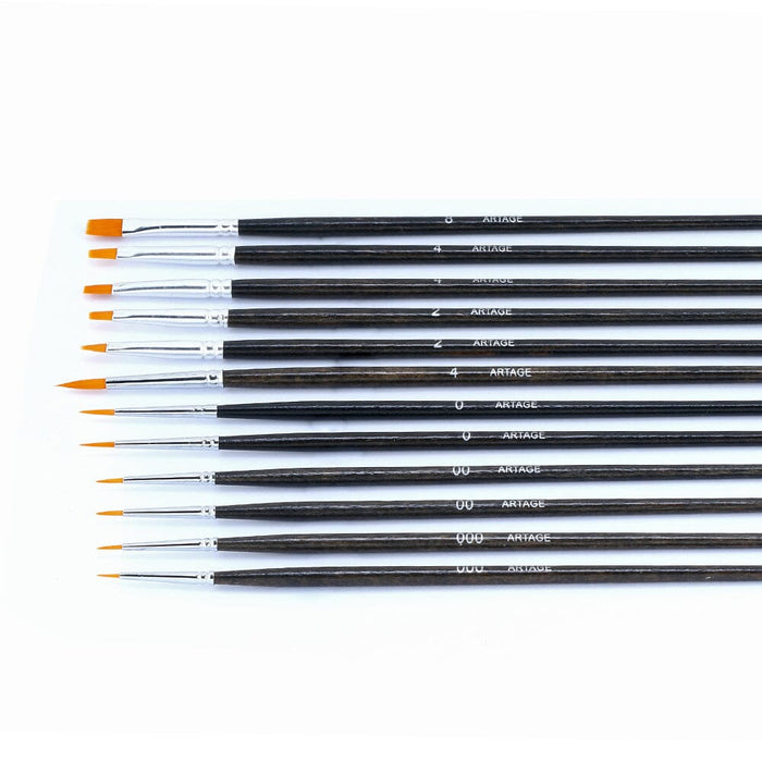 Artage 12pcs Small Detail Model Painting Brush Set Suitable for Acrylic Watercolor Gaouche Oil Painting Artage 