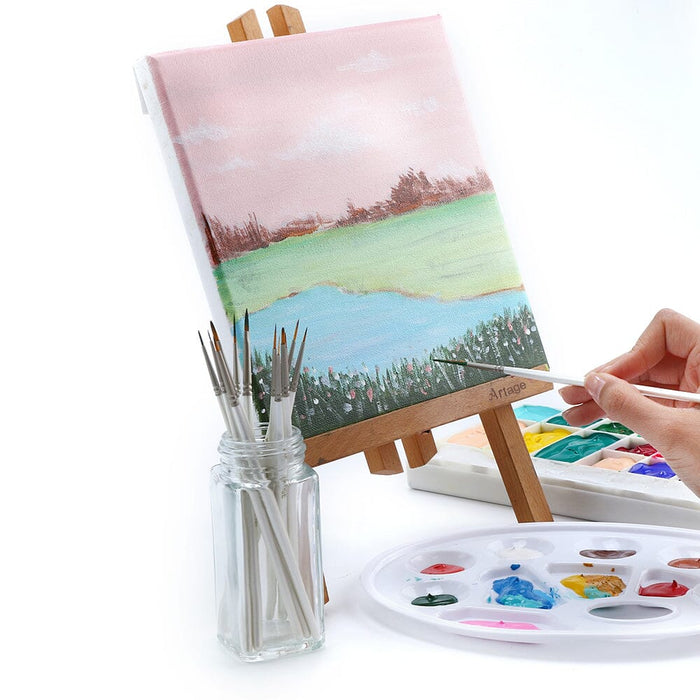  Mini Canvas and Easel Set with Mini Watercolor Paint