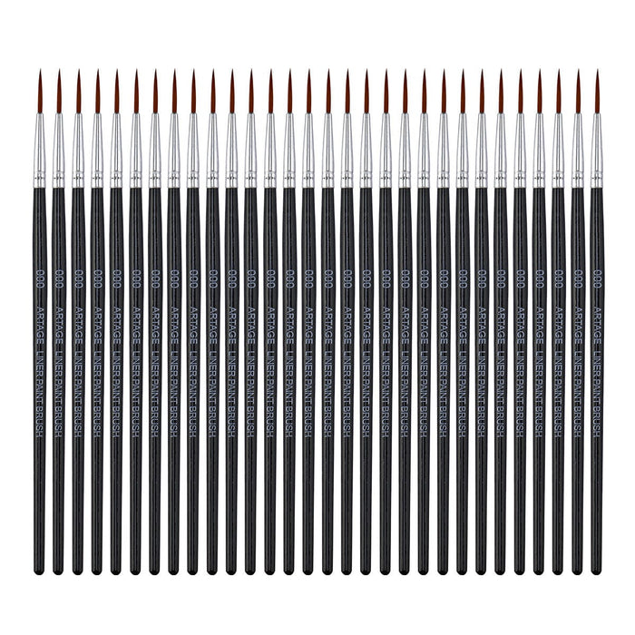 Artage 30pcs Detail Paint Brushes Pack Size 000 for Detail Model Miniature Acrylic Watercolor Gouache Oil Painting Artage 