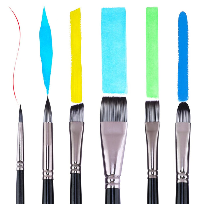  Artist Brushes Filbert Brush Set for Acrylic Oil Gouche and  Watercolor Painting Wooden Handle 6Pcs (Green)