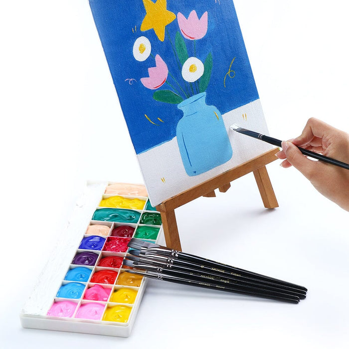 Artage 6pcs Fine Artist Painting Brush Set for Acrylic Watercolor Gouache Oil Painting Artage 