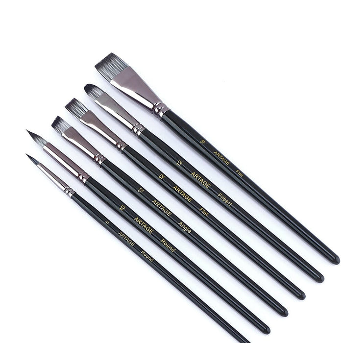 Artage 6pcs Fine Artist Painting Brush Set for Acrylic Watercolor Gouache Oil Painting Artage 