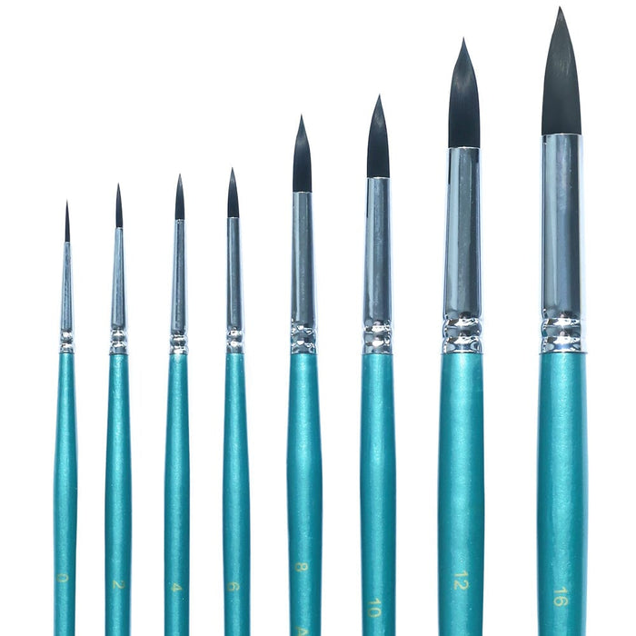 Artage Round Paint Brush Set 8pcs Velvet Touch for Watercolor Gouache Acrylic Ink Tempera Painting Artage 