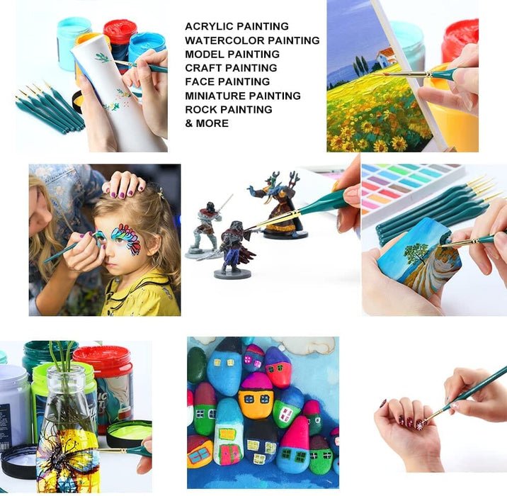 Transon 10pcs Fine Detail Miniature Art Painting Brush Set for Acrylic Watercolor Craft Rock Face Painting Paintbrush TRANSON 