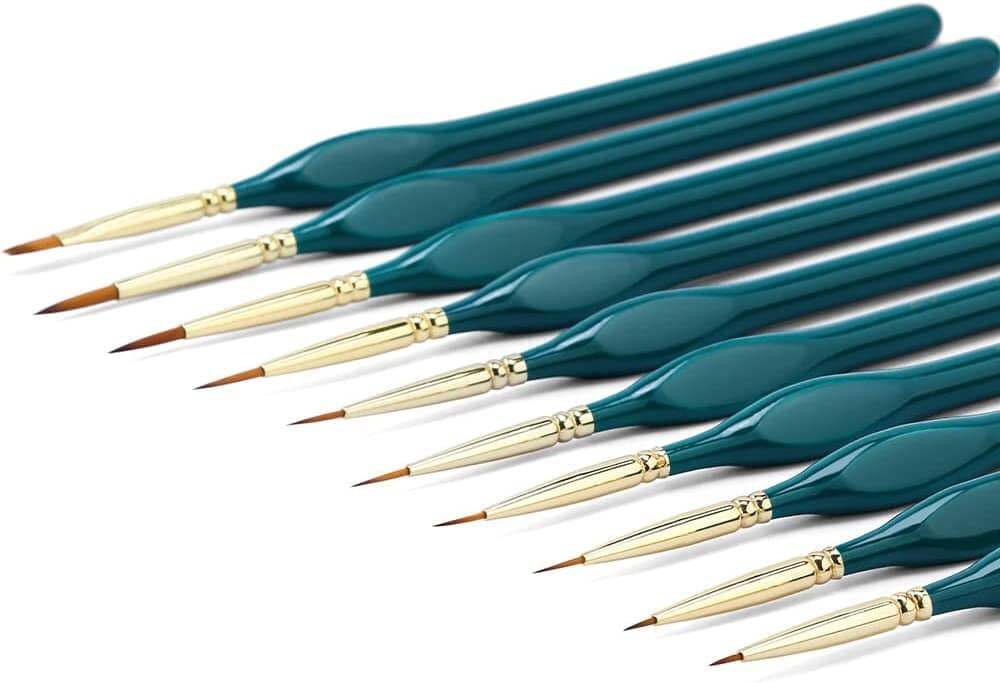 Transon 10pcs Fine Detail Miniature Art Painting Brush Set for Acrylic Watercolor Craft Rock Face Painting Paintbrush TRANSON 