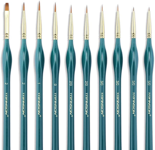 Transon 10pcs Fine Detail Miniature Art Painting Brush Set for Acrylic Watercolor Craft Rock Face Painting Paintbrush TRANSON 