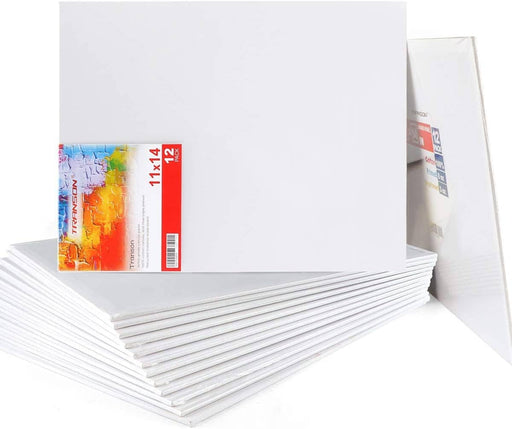 Transon 11 x 14 inch 12-Pack MDF Artist Painting Canvas Panel Board Acid Free Primed Canvas Panel Board TRANSON 