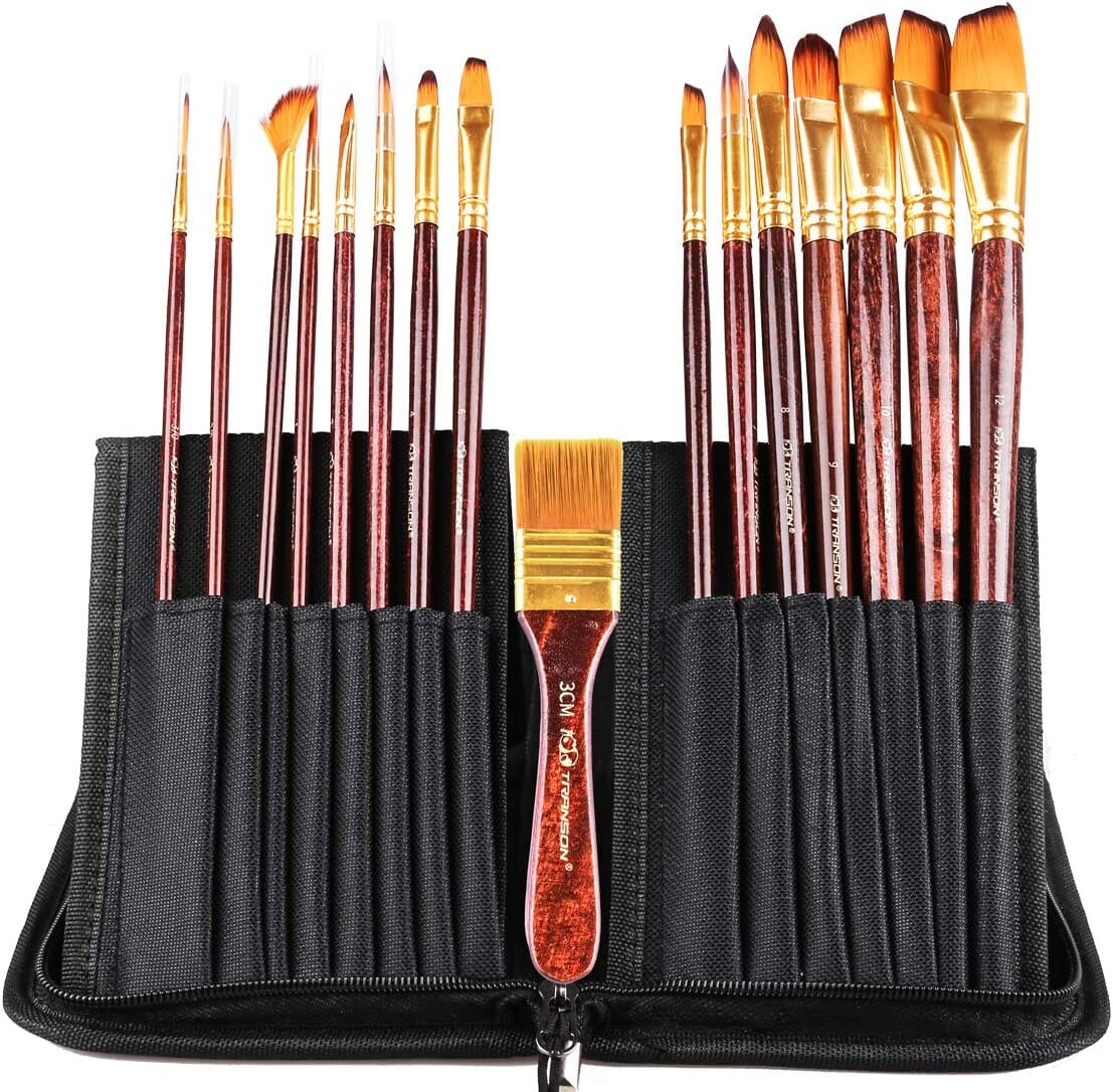  Mont Marte Art Paint Brushes Set, Great for Watercolor,  Acrylic, Oil-15 Different Sizes Nice Gift for Artists, Adults & Kids