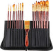 Transon 16pcs Professional Long Artist Paint Brush Set with Brush Case Assorted for Acrylic Watercolor Gouache Oil Tempera and Body Painting Paintbrush TRANSON 