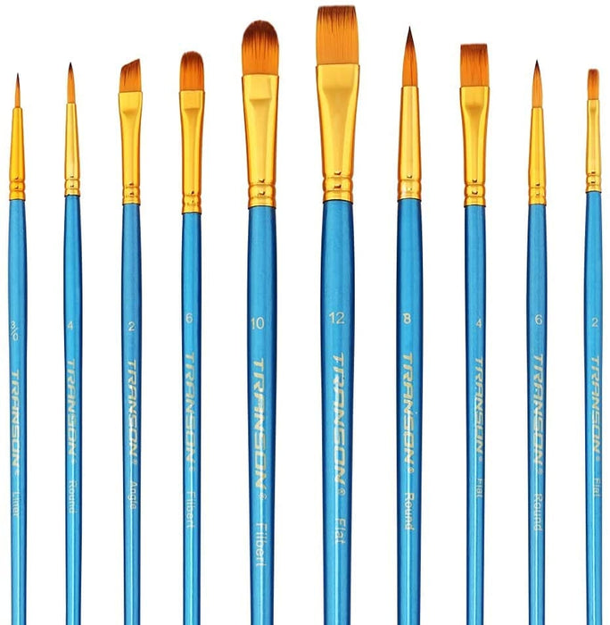 Transon 2-Pack 20pcs Art Painting Brush Set for Acrylic Watercolor Gouache Hobby Painting Blue Color Paintbrush TRANSON 