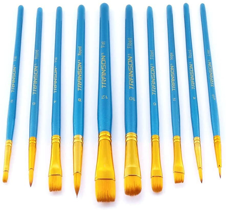 Transon 2-Pack 20pcs Art Painting Brush Set for Acrylic Watercolor Gouache Hobby Painting Blue Color Paintbrush TRANSON 