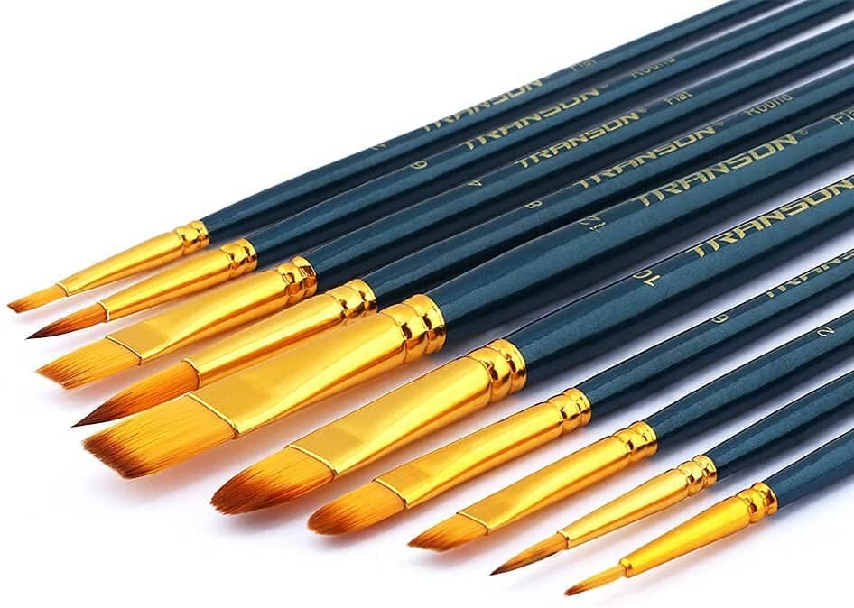 Transon 2-Pack 20pcs Art Painting Brush Set for Acrylic Watercolor Gouache Hobby Painting Green Color Paintbrush TRANSON 