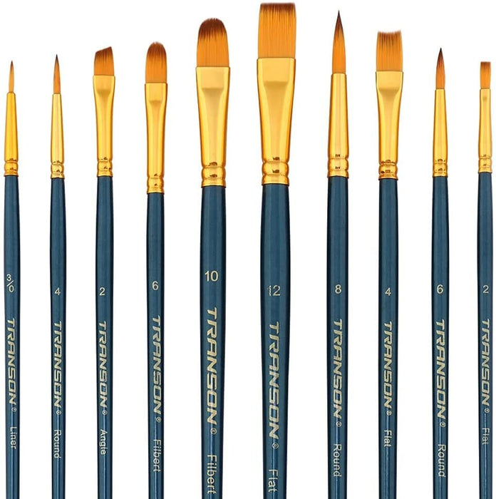 Transon 2-Pack 20pcs Art Painting Brush Set for Acrylic Watercolor Gouache Hobby Painting Green Color Paintbrush TRANSON 