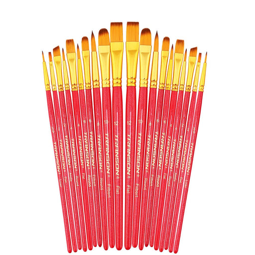 Transon 2-Pack 20pcs Art Painting Brush Set for Acrylic Watercolor Gouache Hobby Painting Pink Color Paintbrush TRANSON 