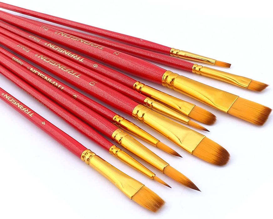 Transon 2-Pack 20pcs Art Painting Brush Set for Acrylic Watercolor Gouache Hobby Painting Pink Color Paintbrush TRANSON 
