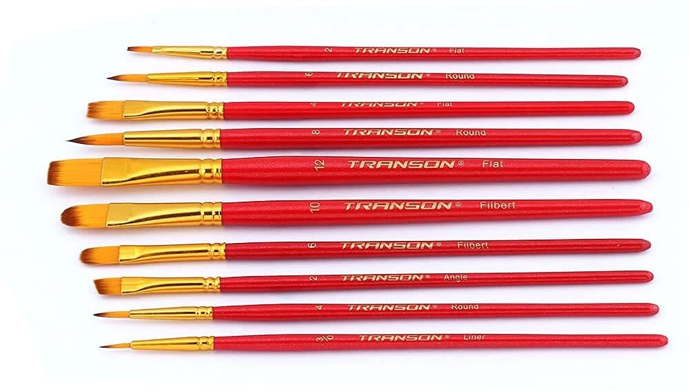 Transon 2-Pack 20pcs Art Painting Brush Set for Acrylic Watercolor Gouache Hobby Painting Pink Color Paintbrush TRANSON 