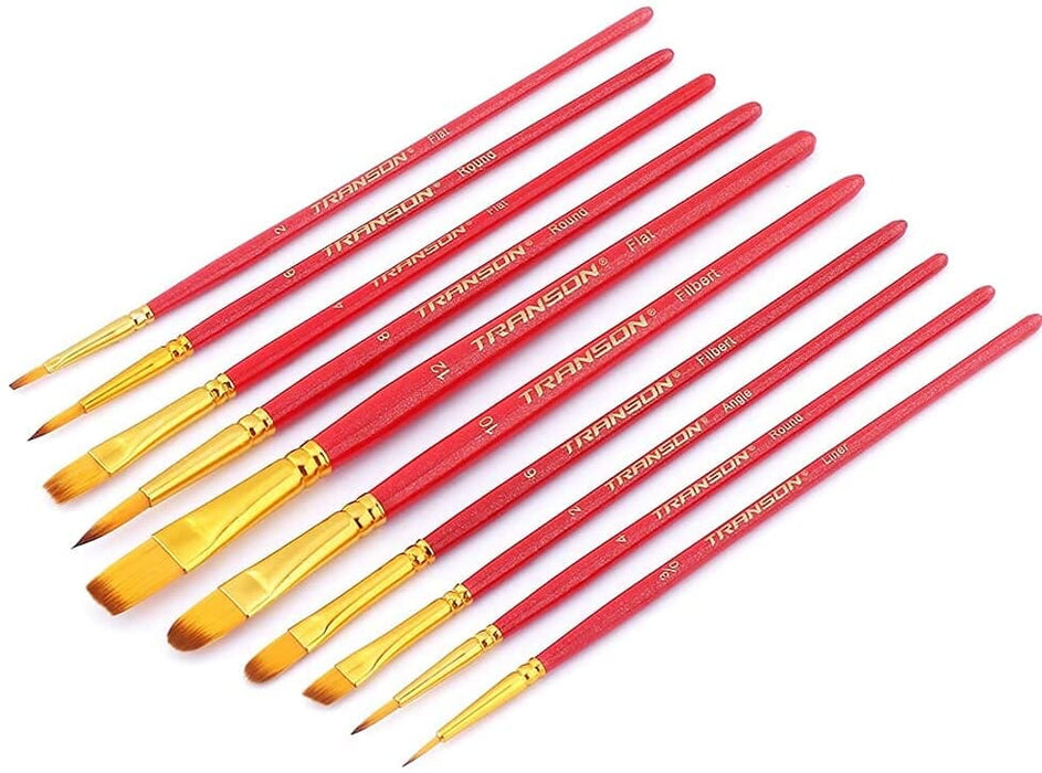 Transon 2-Pack 20pcs Art Painting Brush Set for Acrylic Watercolor Gouache Hobby Painting Pink Color Paintbrush TRANSON 