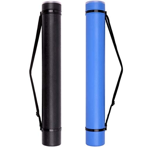 Transon 2-Pack Poster Storage Tube Extendable for Blueprints, Artwork, Maps, Scrolls Portable storage tube TRANSON 1 Set 2 Pack-Black&Blue 