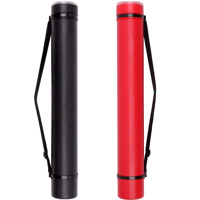 Transon 2-Pack Poster Storage Tube Extendable for Blueprints, Artwork, Maps, Scrolls Portable storage tube TRANSON 1 Set 2 Pack-Black&Red 