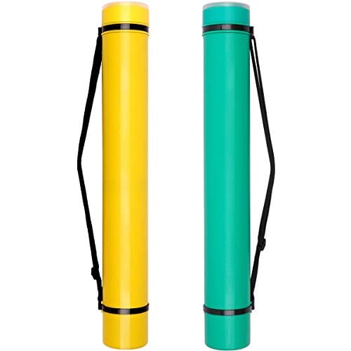 Transon 2-Pack Poster Storage Tube Extendable for Blueprints, Artwork, Maps, Scrolls Portable storage tube TRANSON 1 Set 2 Pack-Yellow&Green 