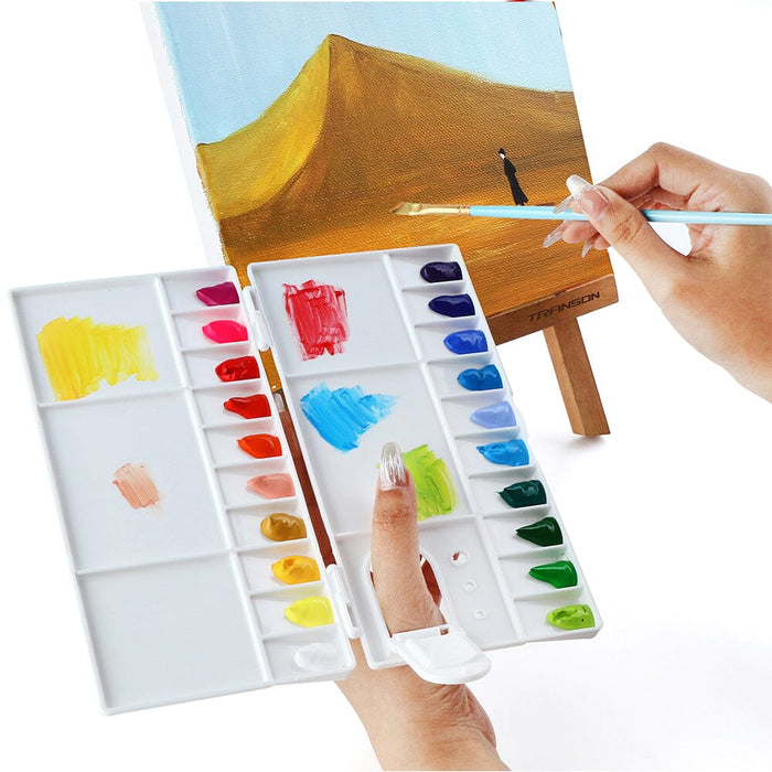 Transon 25wells Compact Paint Palette Box with Lid for Paint Color Mixing Palette TRANSON 