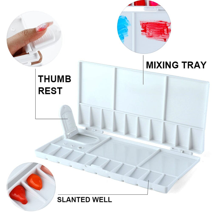 Transon 25wells Compact Paint Palette Box with Lid for Paint Color Mixing Palette TRANSON 