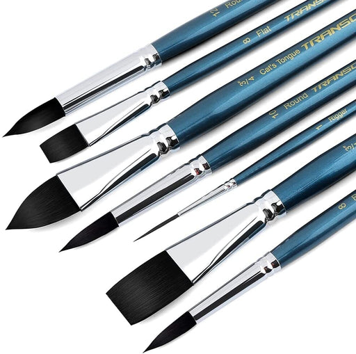Transon 7pcs Natural Watercolor Paint Brush Set Professional for Watercolor Acrylic Ink Gouache Tempera Paintbrush TRANSON 
