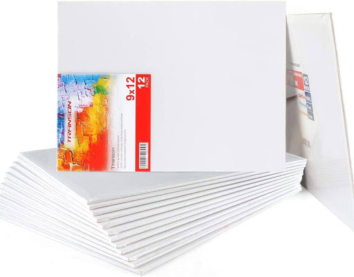 Transon 9 x 12 Artist Painting Canvas Panel Board 12-Pack Acid-Free Primed Canvas Panel Board TRANSON 