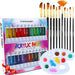 Transon Acrylic Paint Set 24-color with 12 Paint Brushes and Palette Non-toxic for Canvas Craft Rock Art Painting Acrylic Paint TRANSON 