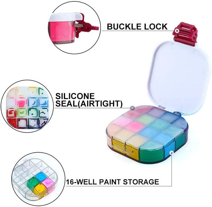 Transon Airtight Paint Storage Palette Box 16 Wells Fuchsia Color Palette TRANSON 