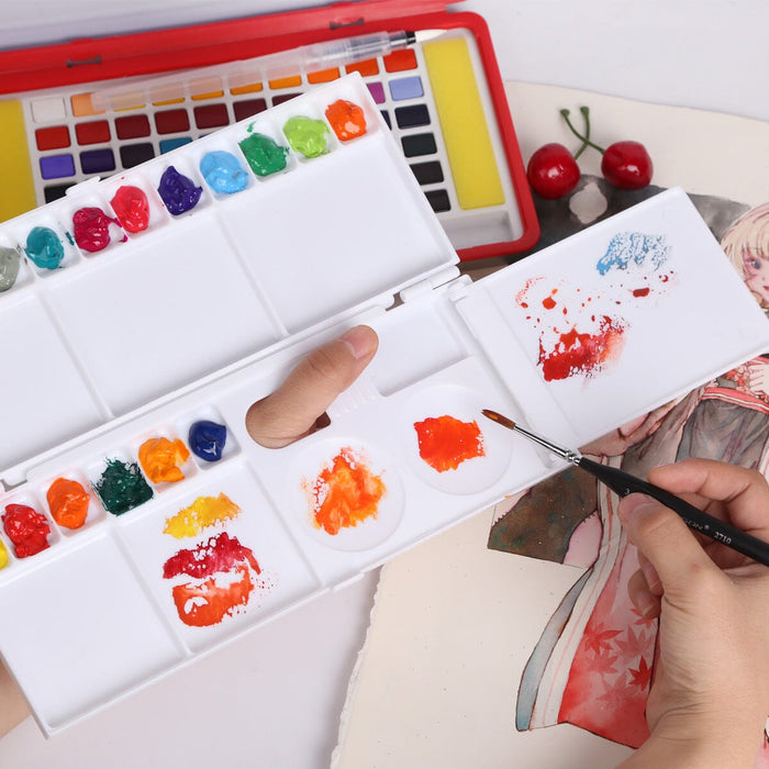 Transon Aritst Paint Palette Box 26 Wells for Watercolor, Gouache, Acrylic and Oil Paint with 1 Paint Brush Palette TRANSON 