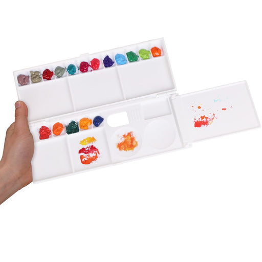 Transon Aritst Paint Palette Box 26 Wells for Watercolor, Gouache, Acrylic and Oil Paint with 1 Paint Brush Palette TRANSON 
