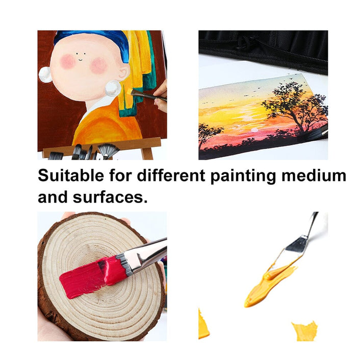 Transon Art Paint Brush Kit 16 Paint Brushes with Foam Brush Sponge Spatula and Brush Case for Oil, Acrylic, Watercolor, Gouache, Painting Paintbrush TRANSON 