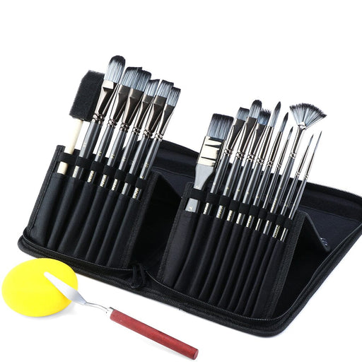 Transon Art Paint Brush Kit 16 Paint Brushes with Foam Brush Sponge Spatula and Brush Case for Oil, Acrylic, Watercolor, Gouache, Painting Paintbrush TRANSON 