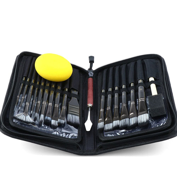 Transon Art Paint Brush Kit 16 Paint Brushes with Foam Brush Sponge Spatula and Brush Case for Oil, Acrylic, Watercolor, Gouache, Painting Paintbrush TRANSON 
