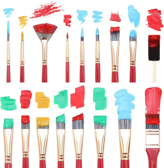 Transon Art Paint Brush Kit 16 Paint Brushes with Foam Brush Sponge Spatula and Brush Case for Oil, Acrylic, Watercolor, Gouache, Painting Pink Color Paintbrush TRANSON 