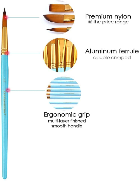 Transon Art Painting Brush Assorted Set of 12 for Acrylic Watercolor Gouache Hobby Painting TRANSON 
