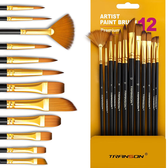 Acrylic & Oil Paint Brushes - Set of 12 | Arteza
