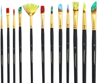 Transon Art Painting Brush Assorted Set of 12 for Acrylic Watercolor Gouache Hobby Painting TRANSON 