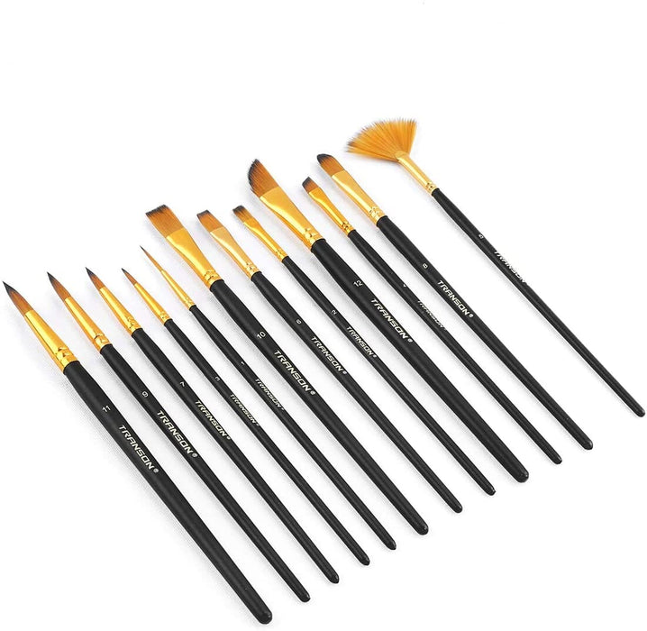Transon Art Painting Brush Assorted Set of 12 for Acrylic Watercolor Gouache Hobby Painting TRANSON 